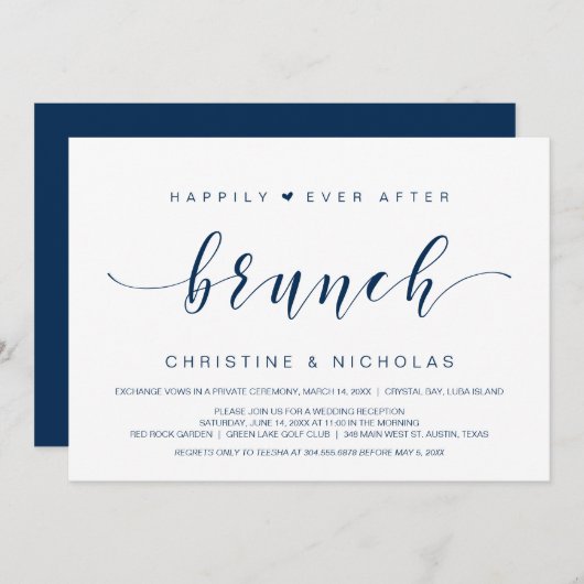 Invitation Heureux après, Mariage Elopement Brunch Invit (Devant / Derrière)