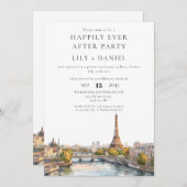 Invitation Heureux après Paris France Mariage (Devant / Derrière)