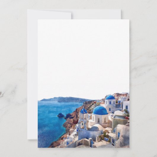 Invitation Heureux après Santorin Mariage Grèce (Dos)