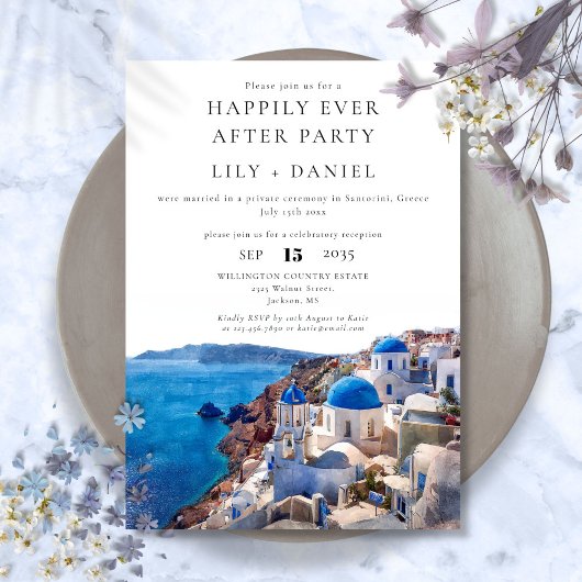 Invitation Heureux après Santorin Mariage Grèce