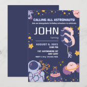 Invitation Heureux astronautes garçons 6e anniversaire Person (Devant / Derrière)