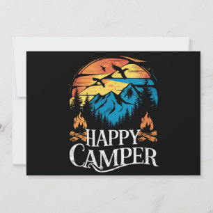 Invitation Heureux campeur rétro vintage tenue de camping ass