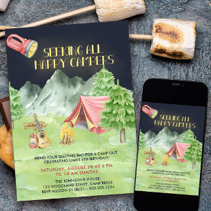 Invitation Heureux Campeurs Aventure de Camping Garçons Anniv