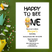 Invitation Heureux d'être un miel filles jaunes 1er anniversa