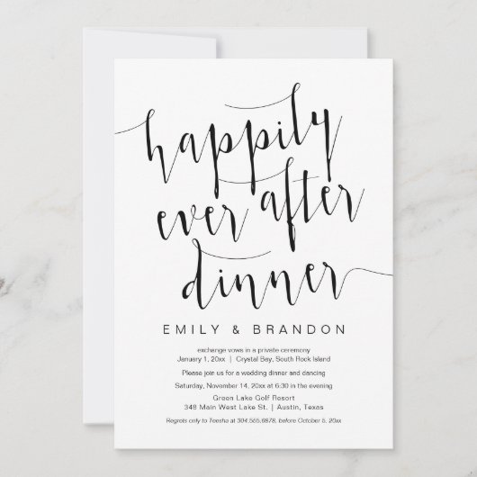 Invitation Heureux dîner après le mariage en fuite (Devant)