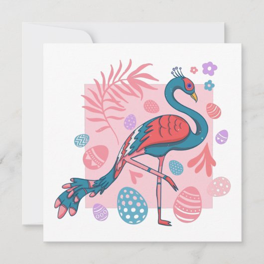 Invitation heureux Easter Egg rétro paon (Devant)