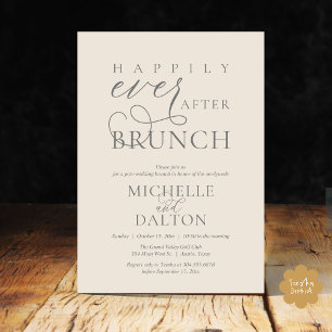 Invitation Heureux Jamais après Brunch beau Mariage de poste
