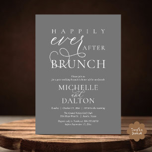 Invitation Heureux Jamais après Brunch beau Mariage de poste