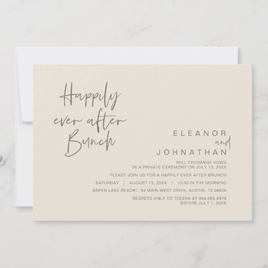 Invitation Heureux Jamais Après Brunch Mariage, Crème Gris So (Devant)