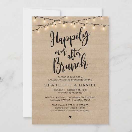 Invitation Heureux Jamais Après Brunch, Mariage Elopement (Devant)