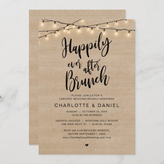 Invitation Heureux Jamais Après Brunch, Mariage Elopement (Devant / Derrière)