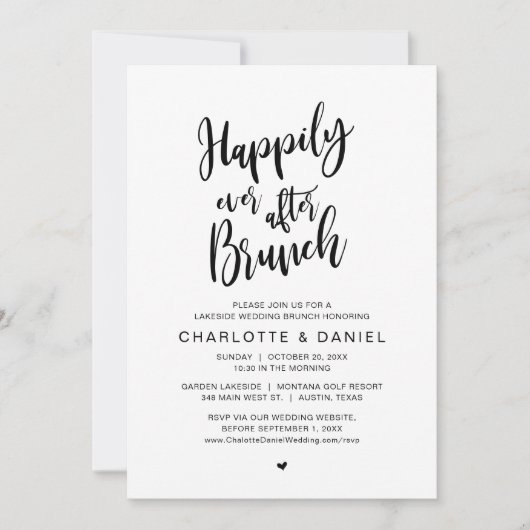 Invitation Heureux Jamais Après Brunch, Mariage Elopement (Devant)