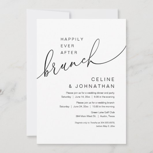 Invitation Heureux Jamais Après Brunch, Mariage Elopement Par (Devant)