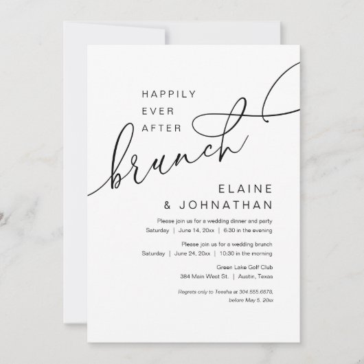 Invitation Heureux Jamais Après Brunch, Mariage Elopement Par (Devant)