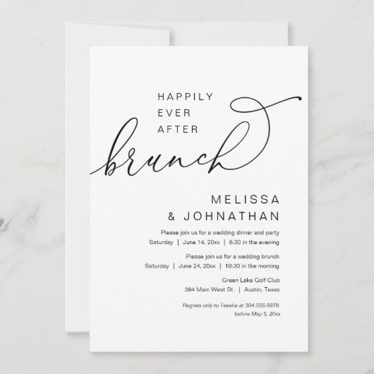 Invitation Heureux Jamais Après Brunch, Mariage Elopement Par (Devant)