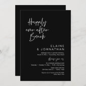 Invitation Heureux Jamais Après Brunch Mariage, Noir Classiqu (Devant / Derrière)
