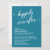 Invitation Heureux Jamais Après Coeur Script Mosaic Blue Part (Devant)