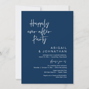 Invitation Heureux Jamais Après La Fête, Elopement, Bleu Mari