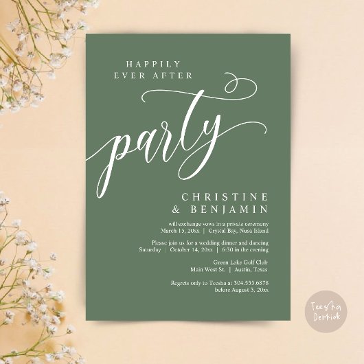 Invitation Heureux Jamais Après La Fête, Elopement Mariage