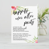 Invitation Heureux Jamais après la fête Floral écriture manus (Debout devant)