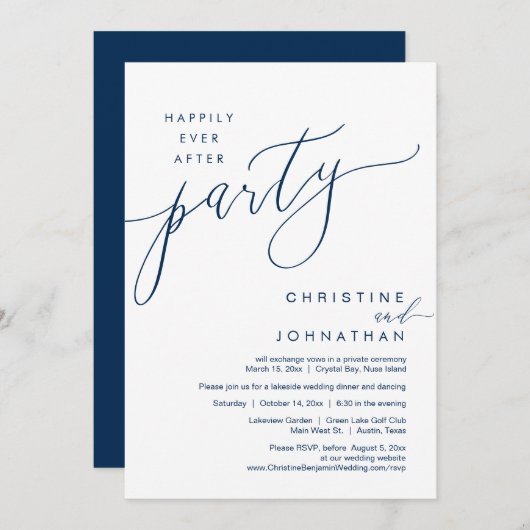 Invitation Heureux Jamais Après La Fête, Mariage Elopement Sc (Devant / Derrière)