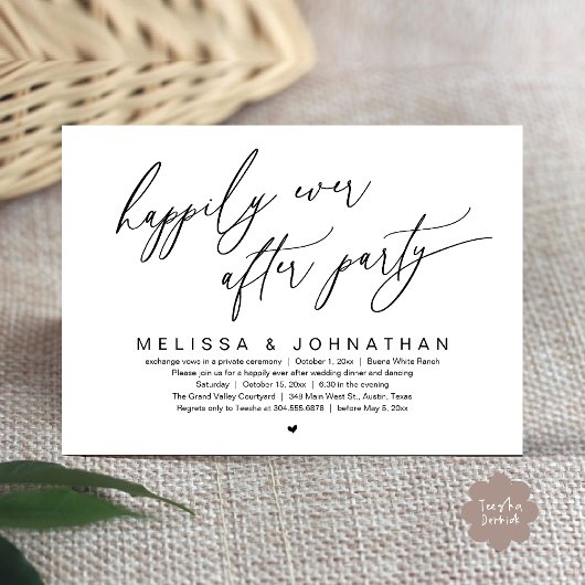 Invitation Heureux Jamais Après La Fête Moderne Dîner Mariage