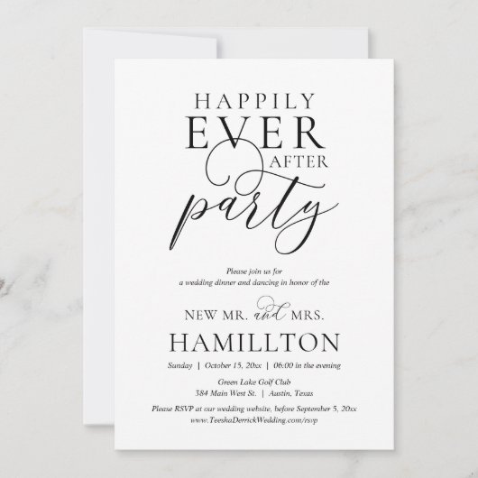 Invitation Heureux Jamais Après La Fête, Parti Mariage Elopem (Devant)