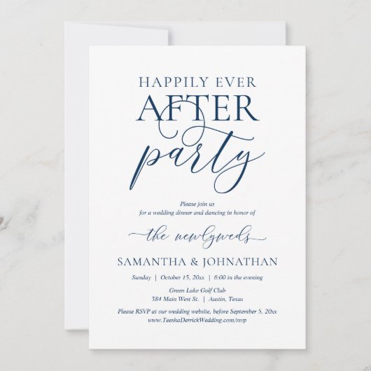 Invitation Heureux Jamais Après La Fête, Parti Mariage Elopem (Devant)