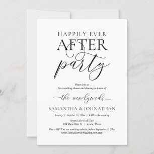Invitation Heureux Jamais Après La Fête, Parti Mariage Elopem