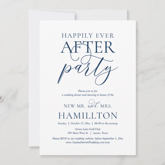 Invitation Heureux Jamais Après La Fête, Parti Mariage Elopem (Devant)