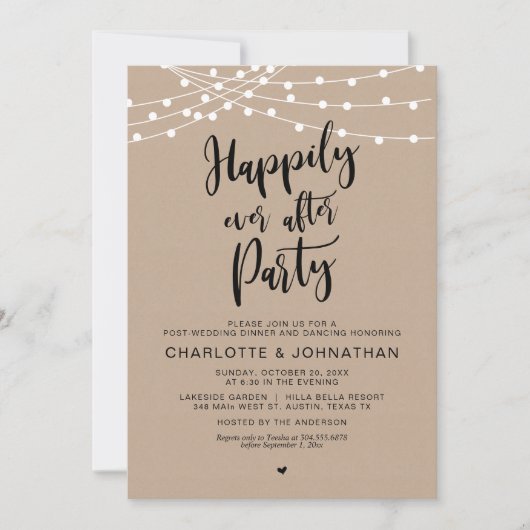 Invitation Heureux Jamais Après La Fête, Post Mariage Elopeme (Devant)