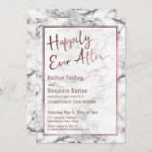 Invitation Heureux Jamais Après La Réception En Marbre D'Or R (Devant / Derrière)