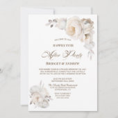 Invitation Heureux Jamais Après La Réception Florale Blanche (Devant)