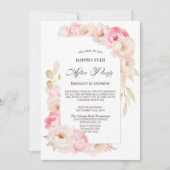 Invitation Heureux Jamais Après La Réception Florale Rose De  (Devant)