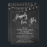 Invitation Heureux Jamais après la typographie Chalkboard lum<br><div class="desc">Cette carte de réception de mariage sophistiquée mais rustique présente une image d'arrière - plan en damier texturé, surmontée d'une image représentant des cordes de cordes blanches scintillantes. J'ai utilisé une police de caractères élégante et tourbillonnante pour rendre des graphiques représentant les mots "Heureusement toujours après"; au dos, j'ai placé...</div>