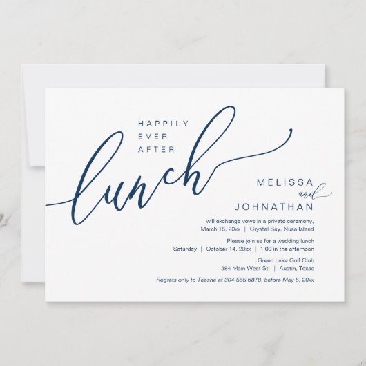 Invitation Heureux Jamais Après Le Déjeuner Du Mariage Elopem (Devant)