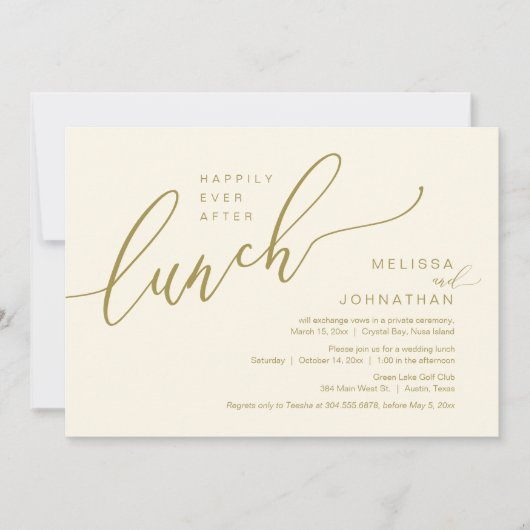 Invitation Heureux Jamais Après Le Déjeuner Du Mariage Elopem (Devant)