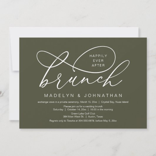 Invitation Heureux Jamais Après Le Déjeuner, Mariage Elopemen (Devant)