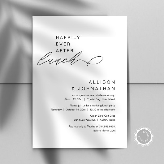 Invitation Heureux Jamais Après Le Déjeuner Moderne Mariage E