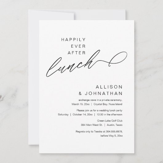 Invitation Heureux Jamais Après Le Déjeuner Moderne Mariage E (Devant)
