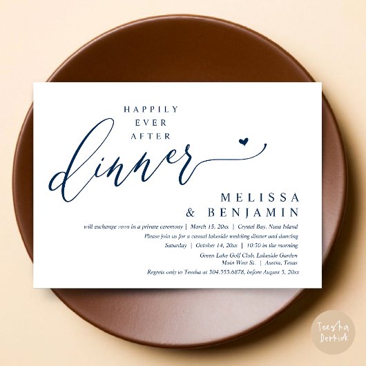 Invitation Heureux Jamais Après Le Dîner Coeur Mariage