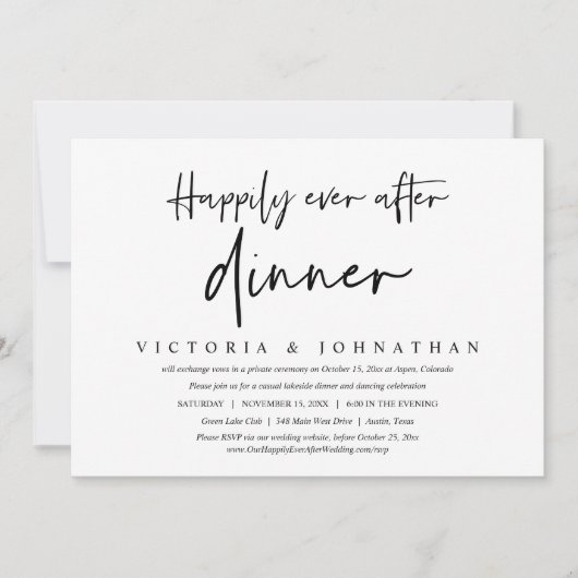 Invitation Heureux Jamais Après Le Dîner Décontracté Mariage (Devant)