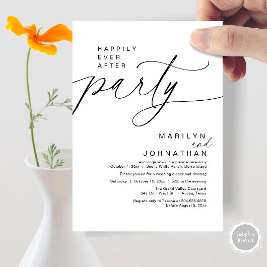 Invitation Heureux Jamais Après Le Dîner D'Elopement Du Maria