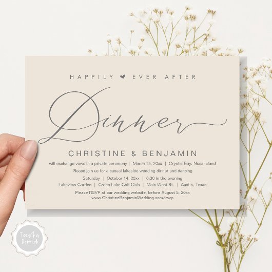 Invitation Heureux Jamais Après Le Dîner Elopement, Script Mo