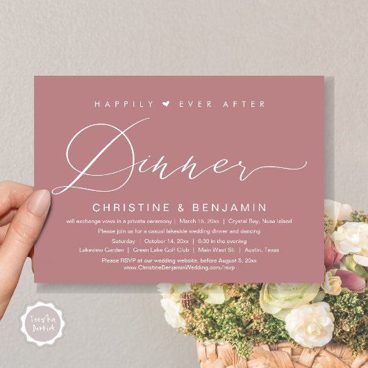 Invitation Heureux Jamais Après Le Dîner Elopement, Script Mo