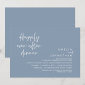 Invitation Heureux Jamais Après Le Dîner Mariage, Dusty Blue (Devant / Derrière)