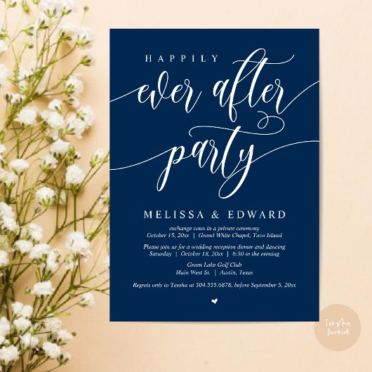 Invitation Heureux Jamais Après Le Dîner Mariage Elopement