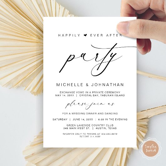 Invitation Heureux Jamais Après Le Dîner, Mariage Elopement