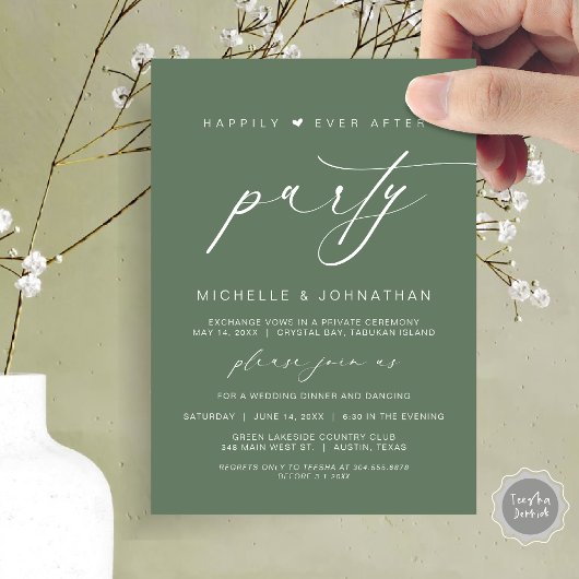 Invitation Heureux Jamais Après Le Dîner, Mariage Elopement