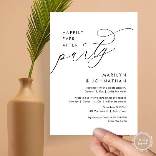 Invitation Heureux Jamais Après Le Dîner Mariage Elopement